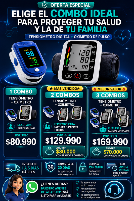 Cuidado vital en casa: Promo Kit Tensiómetro De Brazo Digital + Oxímetro