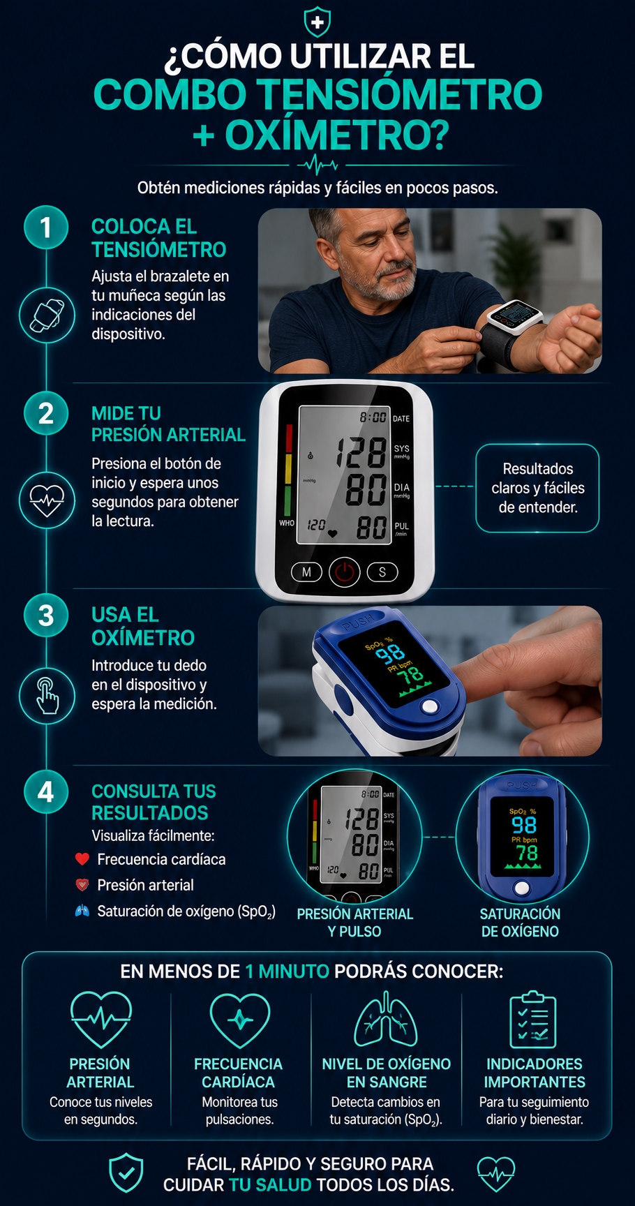 Cuidado vital en casa: Promo Kit Tensiómetro De Brazo Digital + Oxímetro