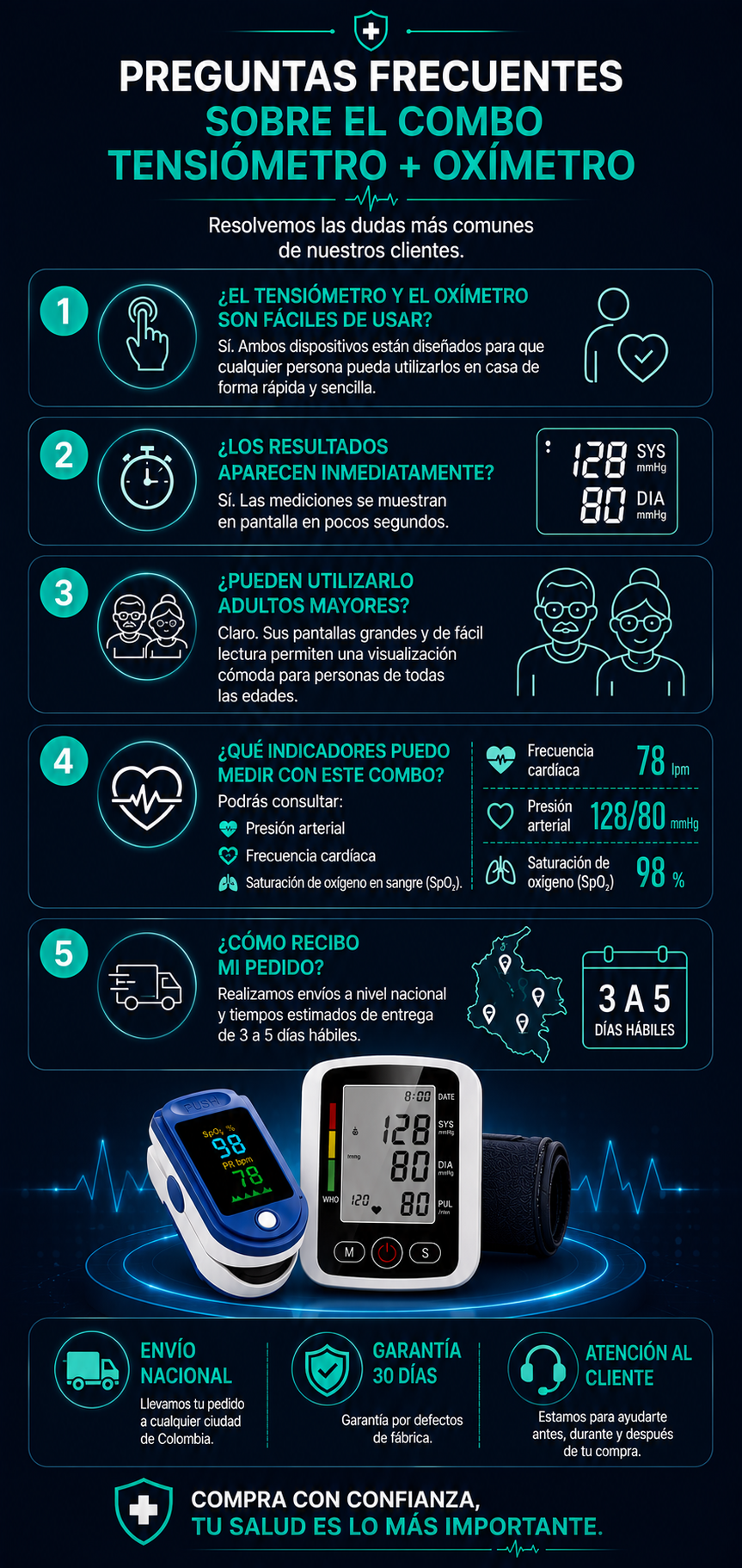 Cuidado vital en casa: Promo Kit Tensiómetro De Brazo Digital + Oxímetro